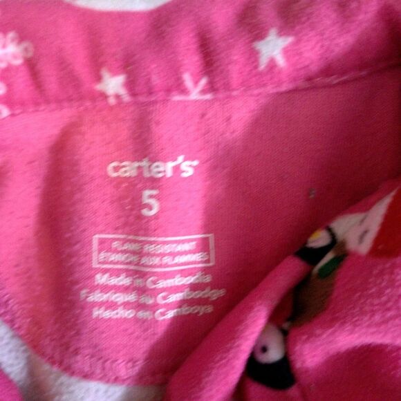 Carter's Girls Size 5 Christmas Pajama Set Pink Santa Holiday Christmas Tree - Picture 4 of 4